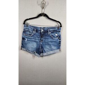 Silver Jeans Shorts Womens 30 Blue Denim Boyfriend Distressed‎ Cuffed Hem